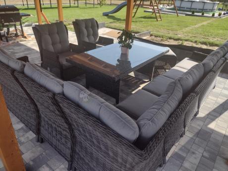 Duży narożnik technorattanowy z regulowanymi fotelami - Laritto Corner XL - Antracite