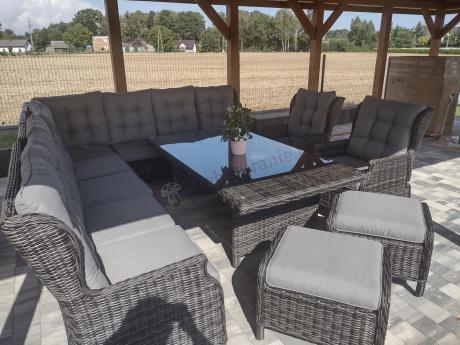 Duży narożnik technorattanowy z regulowanymi fotelami - Laritto Corner XL - Antracite