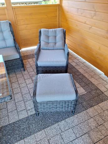 Duży narożnik technorattanowy z regulowanymi fotelami - Laritto Corner XL - Antracite