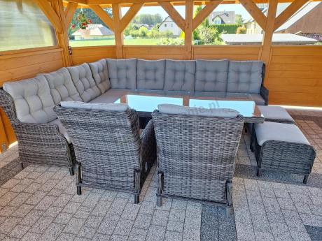 Duży narożnik technorattanowy z regulowanymi fotelami - Laritto Corner XL - Antracite