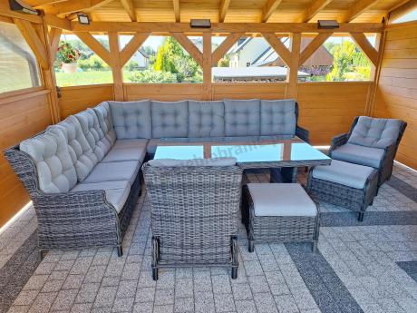 Duży narożnik technorattanowy z regulowanymi fotelami - Laritto Corner XL - Antracite