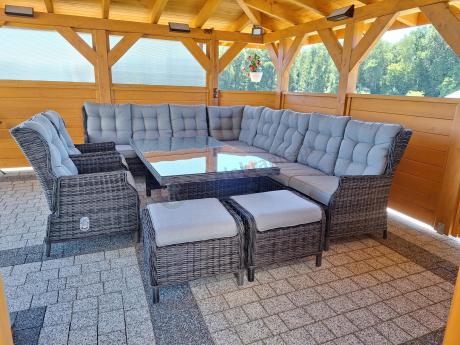 Duży narożnik technorattanowy z regulowanymi fotelami - Laritto Corner XL - Antracite