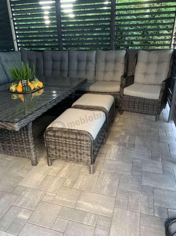 Duży narożnik technorattanowy z regulowanymi fotelami - Laritto Corner XL - Antracite