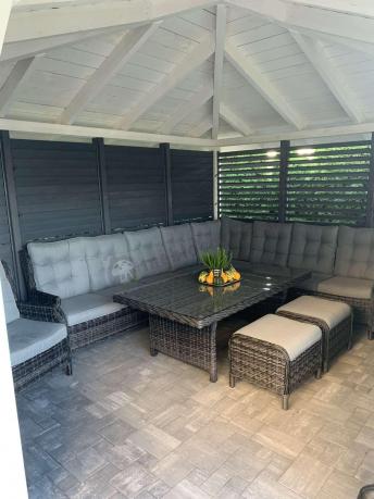 Duży narożnik technorattanowy z regulowanymi fotelami - Laritto Corner XL - Antracite