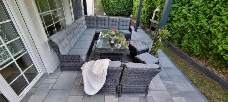 Duży narożnik technorattanowy z regulowanymi fotelami - Laritto Corner XL - Antracite