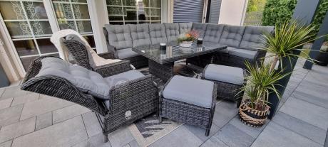 Duży narożnik technorattanowy z regulowanymi fotelami - Laritto Corner XL - Antracite