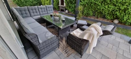 Duży narożnik technorattanowy z regulowanymi fotelami - Laritto Corner XL - Antracite