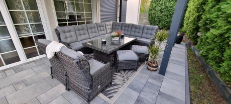 Duży narożnik technorattanowy z regulowanymi fotelami - Laritto Corner XL - Antracite