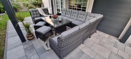 Duży narożnik technorattanowy z regulowanymi fotelami - Laritto Corner XL - Antracite