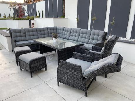 Duży narożnik technorattanowy z regulowanymi fotelami - Laritto Corner XL - Antracite