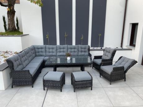 Duży narożnik technorattanowy z regulowanymi fotelami - Laritto Corner XL - Antracite