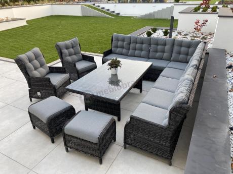 Duży narożnik technorattanowy z regulowanymi fotelami - Laritto Corner XL - Antracite