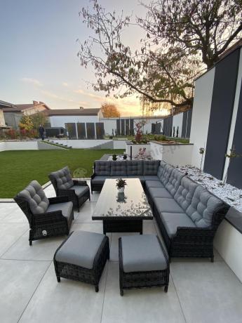 Duży narożnik technorattanowy z regulowanymi fotelami - Laritto Corner XL - Antracite