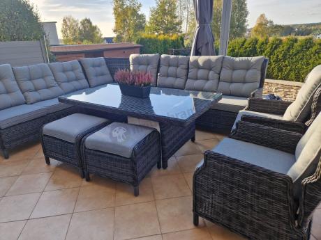 Duży narożnik technorattanowy z regulowanymi fotelami - Laritto Corner XL - Antracite