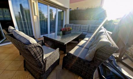 Duży narożnik technorattanowy z regulowanymi fotelami - Laritto Corner XL - Antracite