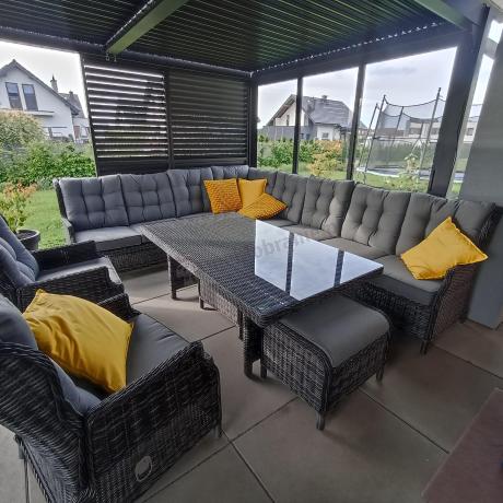 Duży narożnik technorattanowy z regulowanymi fotelami - Laritto Corner XL - Antracite