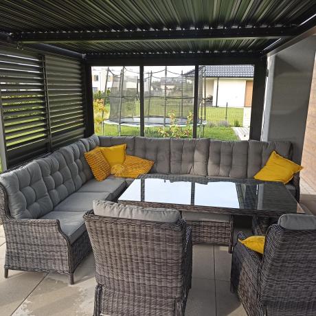 Duży narożnik technorattanowy z regulowanymi fotelami - Laritto Corner XL - Antracite