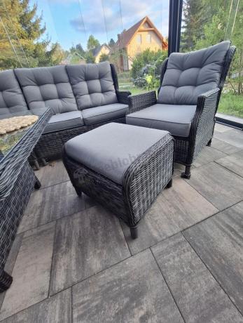 Duży narożnik technorattanowy z regulowanymi fotelami - Laritto Corner XL - Antracite