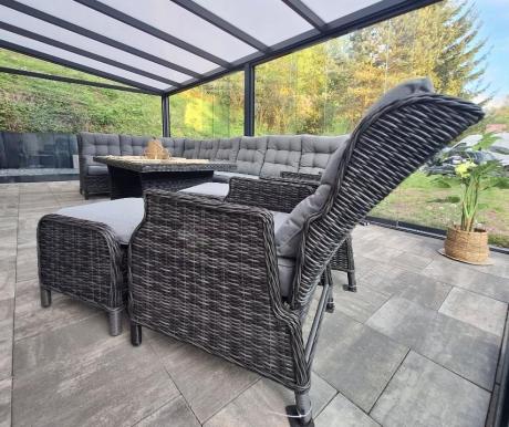 Duży narożnik technorattanowy z regulowanymi fotelami - Laritto Corner XL - Antracite