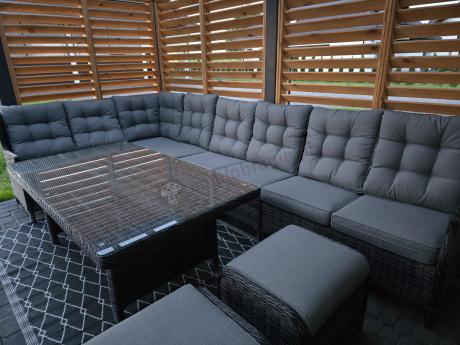 Duży narożnik technorattanowy z regulowanymi fotelami - Laritto Corner XL - Antracite