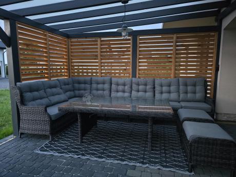 Duży narożnik technorattanowy z regulowanymi fotelami - Laritto Corner XL - Antracite