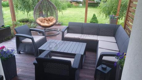 Duży narożnik wypoczynkowy na taras Relly brązowy