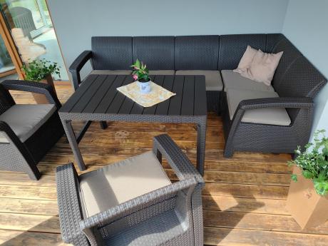 Duży narożnik wypoczynkowy na taras Relly brązowy