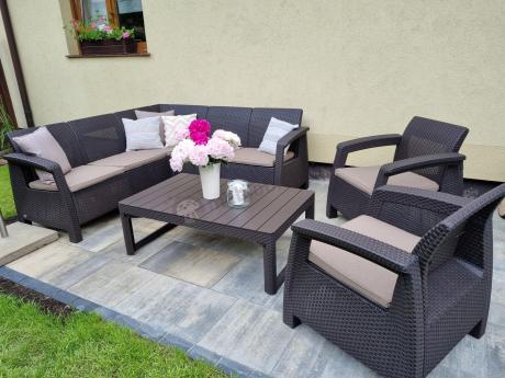 Duży narożnik wypoczynkowy na taras Relly brązowy