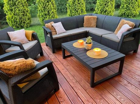 Duży narożnik wypoczynkowy na taras Relly brązowy