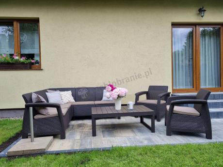 Duży narożnik wypoczynkowy na taras Relly brązowy