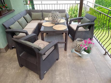 Duży narożnik wypoczynkowy na taras Relly brązowy