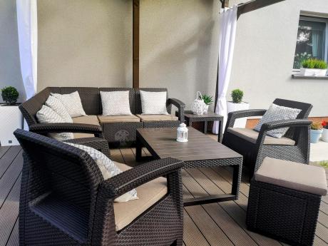 Duży narożnik wypoczynkowy na taras Relly brązowy