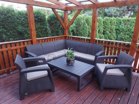 Duży narożnik wypoczynkowy na taras Relly brązowy