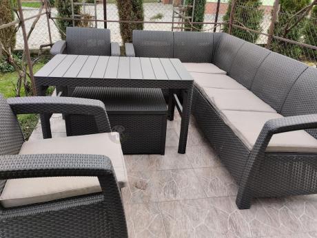 Duży narożnik wypoczynkowy na taras Relly brązowy