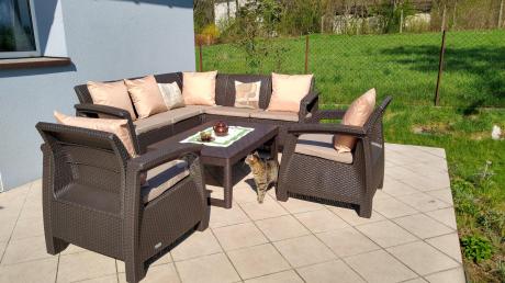 Duży narożnik wypoczynkowy na taras Relly brązowy