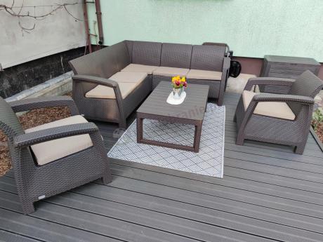 Duży narożnik wypoczynkowy na taras Relly brązowy