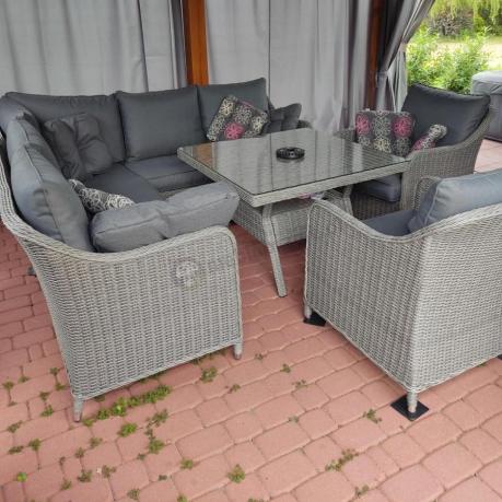 Duży narożnik wypoczynkowy na taras technorattan 207x207cm Novici - Szary