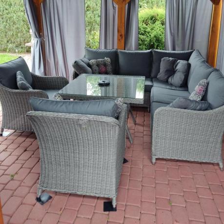 Duży narożnik wypoczynkowy na taras technorattan 207x207cm Novici - Szary