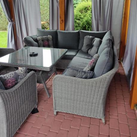 Duży narożnik wypoczynkowy na taras technorattan 207x207cm Novici - Szary