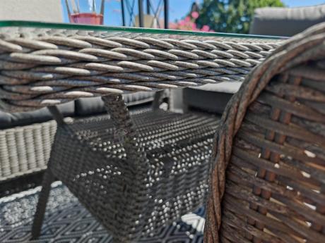 Duży narożnik wypoczynkowy na taras technorattan 207x207cm Novici - Szary