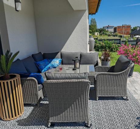 Duży narożnik wypoczynkowy na taras technorattan 207x207cm Novici - Szary