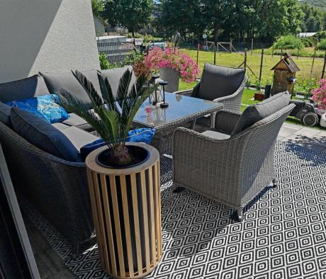 Duży narożnik wypoczynkowy na taras technorattan 207x207cm Novici - Szary