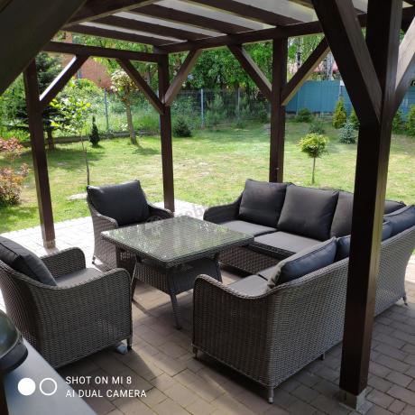 Duży narożnik wypoczynkowy na taras technorattan 207x207cm Novici - Szary