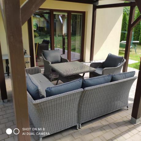 Duży narożnik wypoczynkowy na taras technorattan 207x207cm Novici - Szary