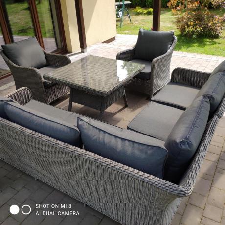 Duży narożnik wypoczynkowy na taras technorattan 207x207cm Novici - Szary