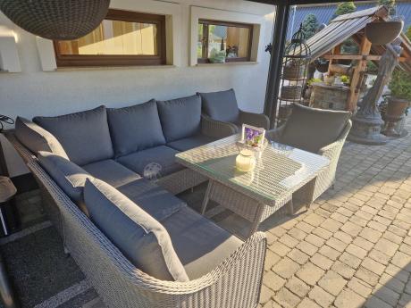 Duży narożnik wypoczynkowy na taras technorattan 207x207cm Novici - Szary