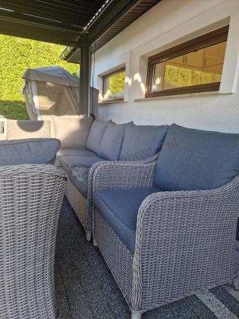 Duży narożnik wypoczynkowy na taras technorattan 207x207cm Novici - Szary