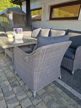Duży narożnik wypoczynkowy na taras technorattan 207x207cm Novici - Szary