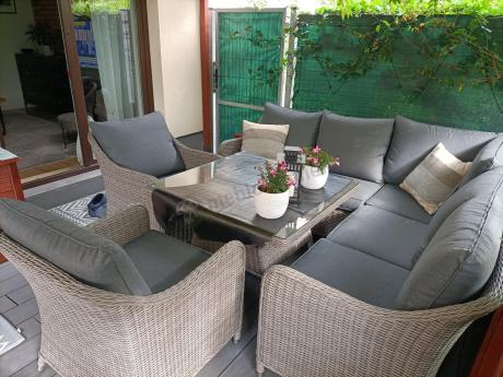 Duży narożnik wypoczynkowy na taras technorattan 207x207cm Novici - Szary