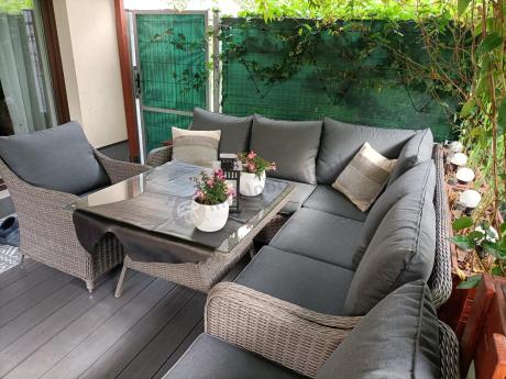 Duży narożnik wypoczynkowy na taras technorattan 207x207cm Novici - Szary